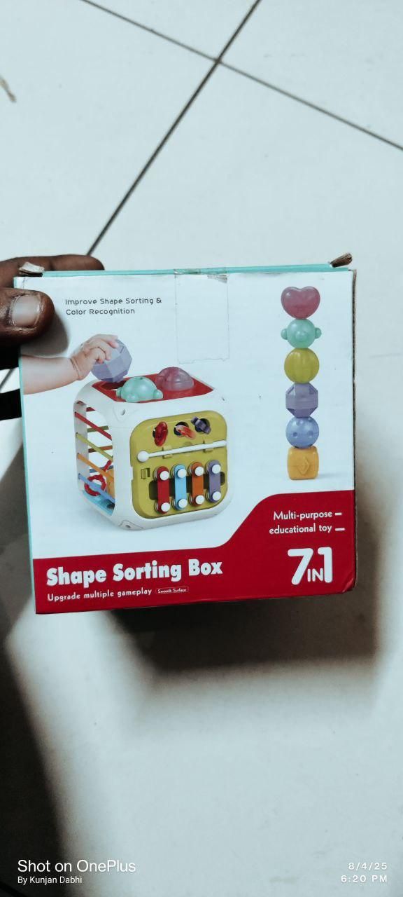 Montessori 7-in-1 Baby Sensory Toy – Shape Sorter, Stacking, Fine Motor Skill Development (Multicolor)